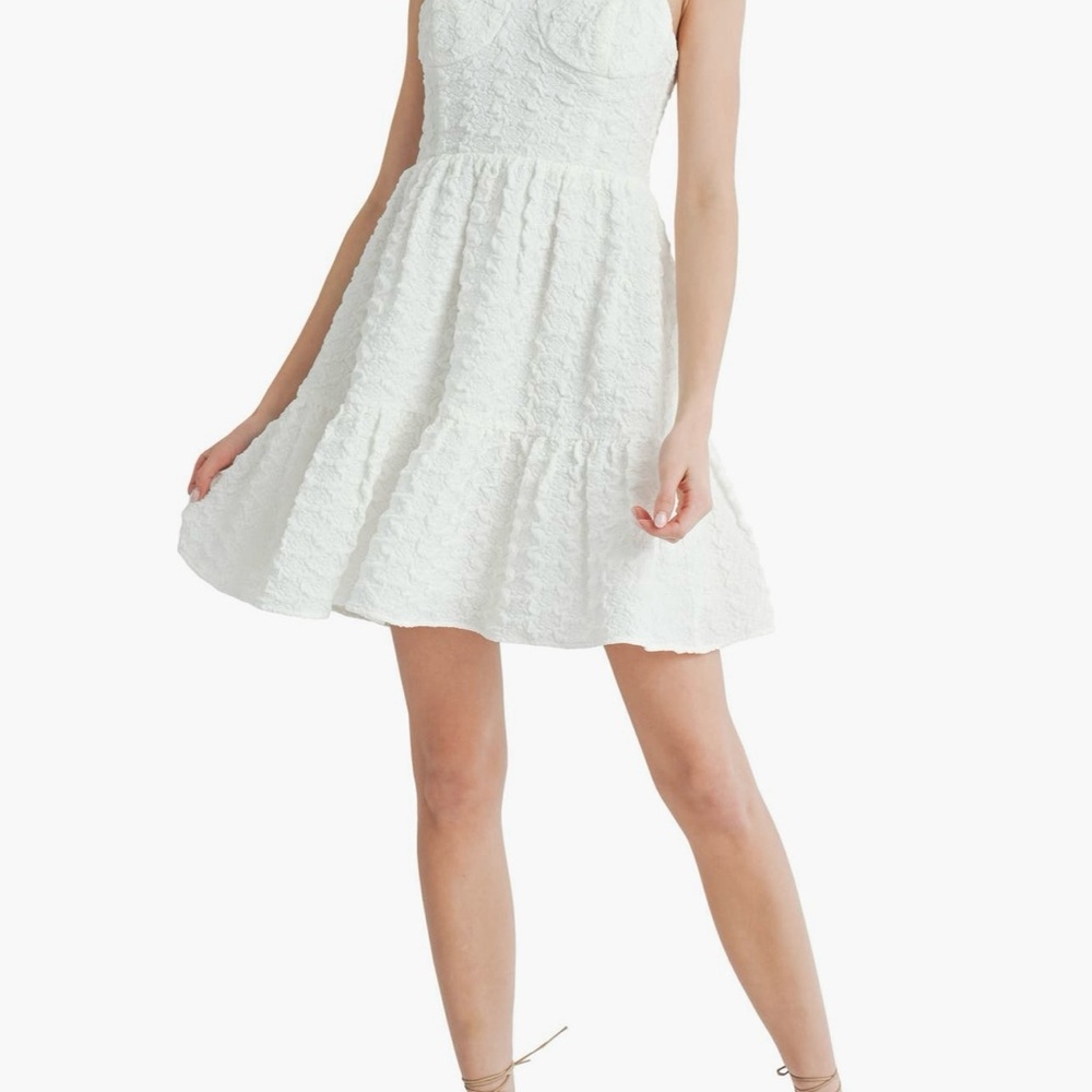 All in Favor White Tiered Ruffled Mini Dress